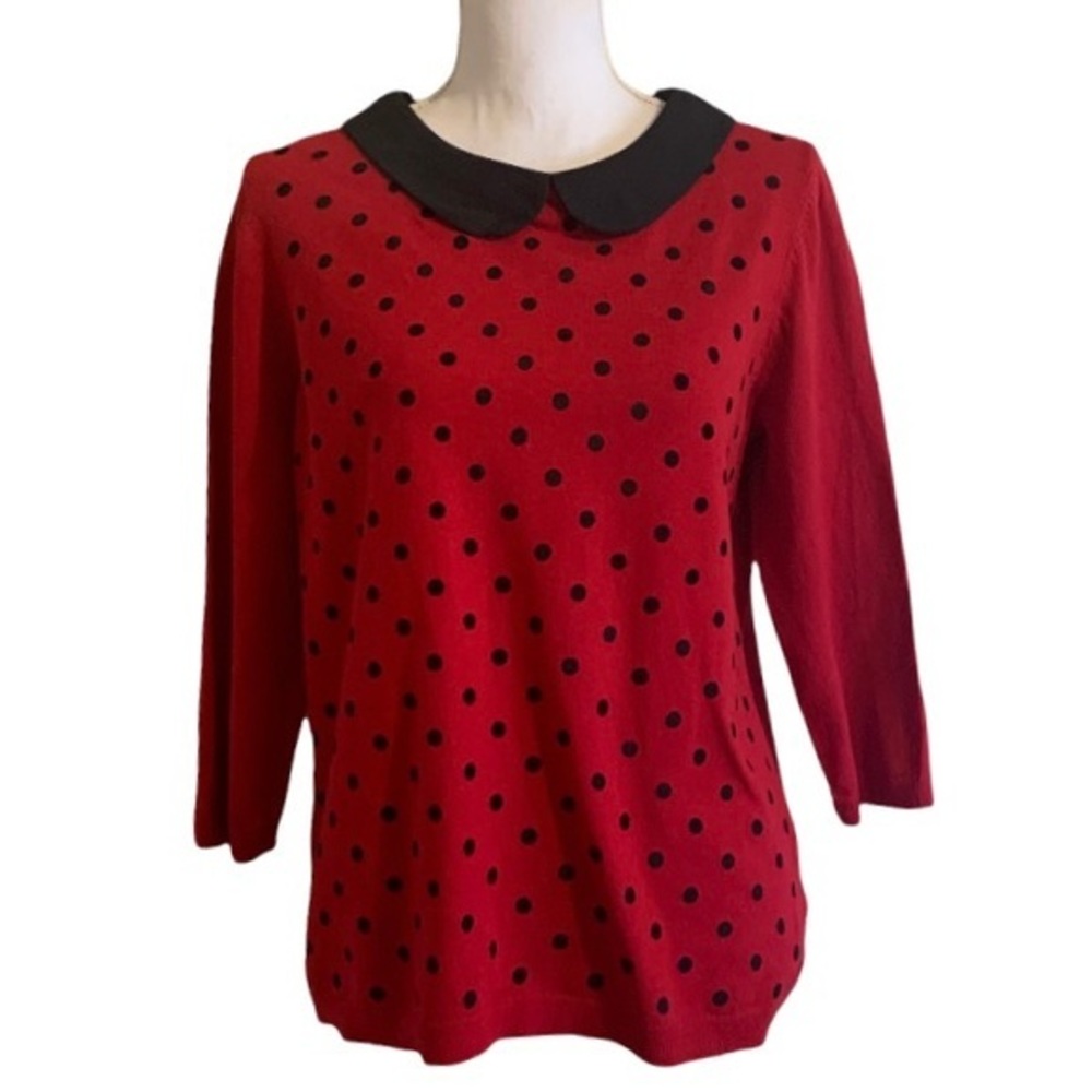 Elle Red and Black Polka Dot Sweater